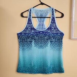 Prana Blue Patterned Women's Tank Top Medium